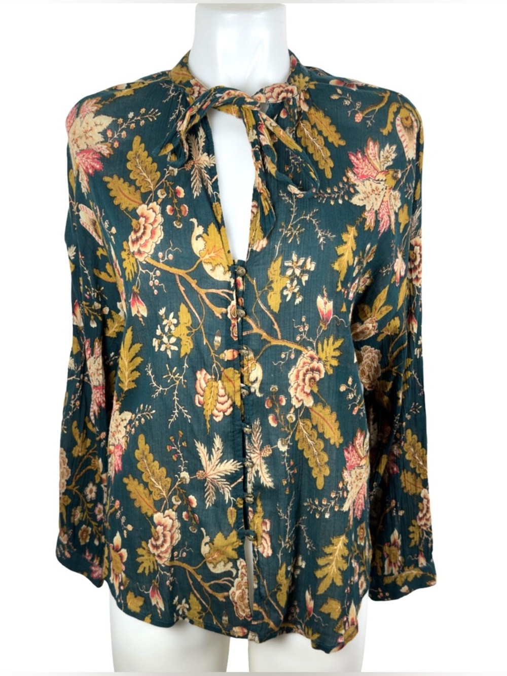 Anthropologie Pilcro Tavi Tie-Neck Buttondown Blouse - Picture 6 of 7